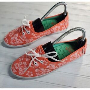Vans Women's 8 Surf‎ Siders Coral Floral Low Top Lace Up Casual Shoes Sneakers